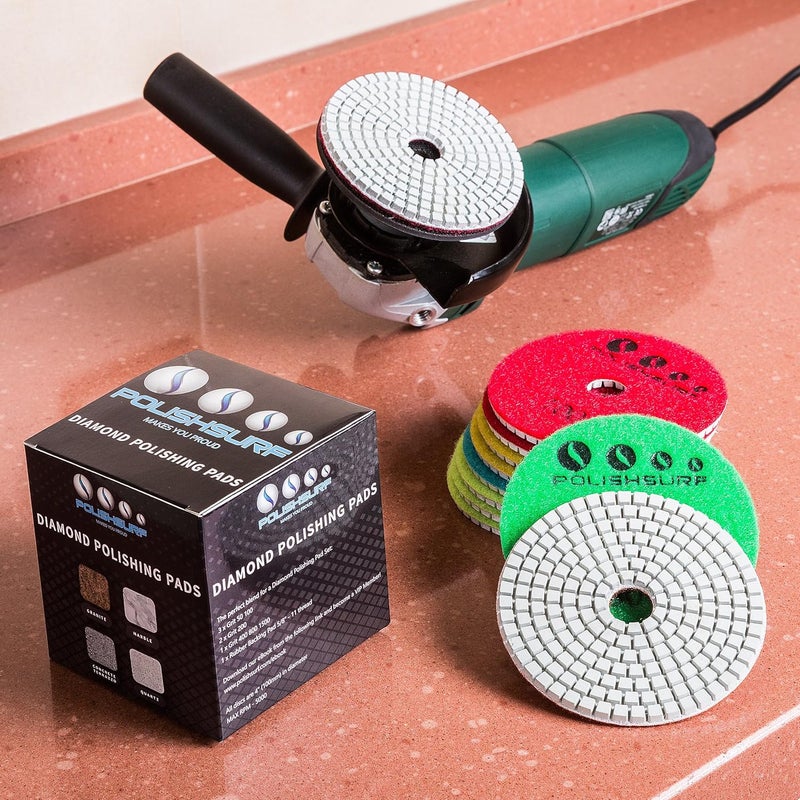 POLISHSURF Diamond Polishing Pads 4 inch Wet/Dry Set of 11+1 Backer Pad for Granite Concrete Marble Polishing Plus eBook - Polishing Process Best Practices by - Image 3